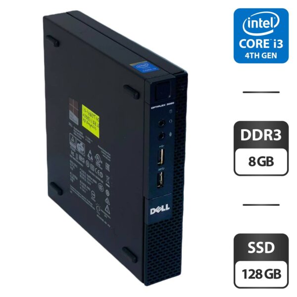 Неттоп Dell OptiPlex 3020 USFF / Intel Core i3-4160T (2 (4) ядра по 3.1 GHz) / 8 GB DDR3 / 128 GB SSD / Intel HD Graphics 4400 / VGA + Блок живлення