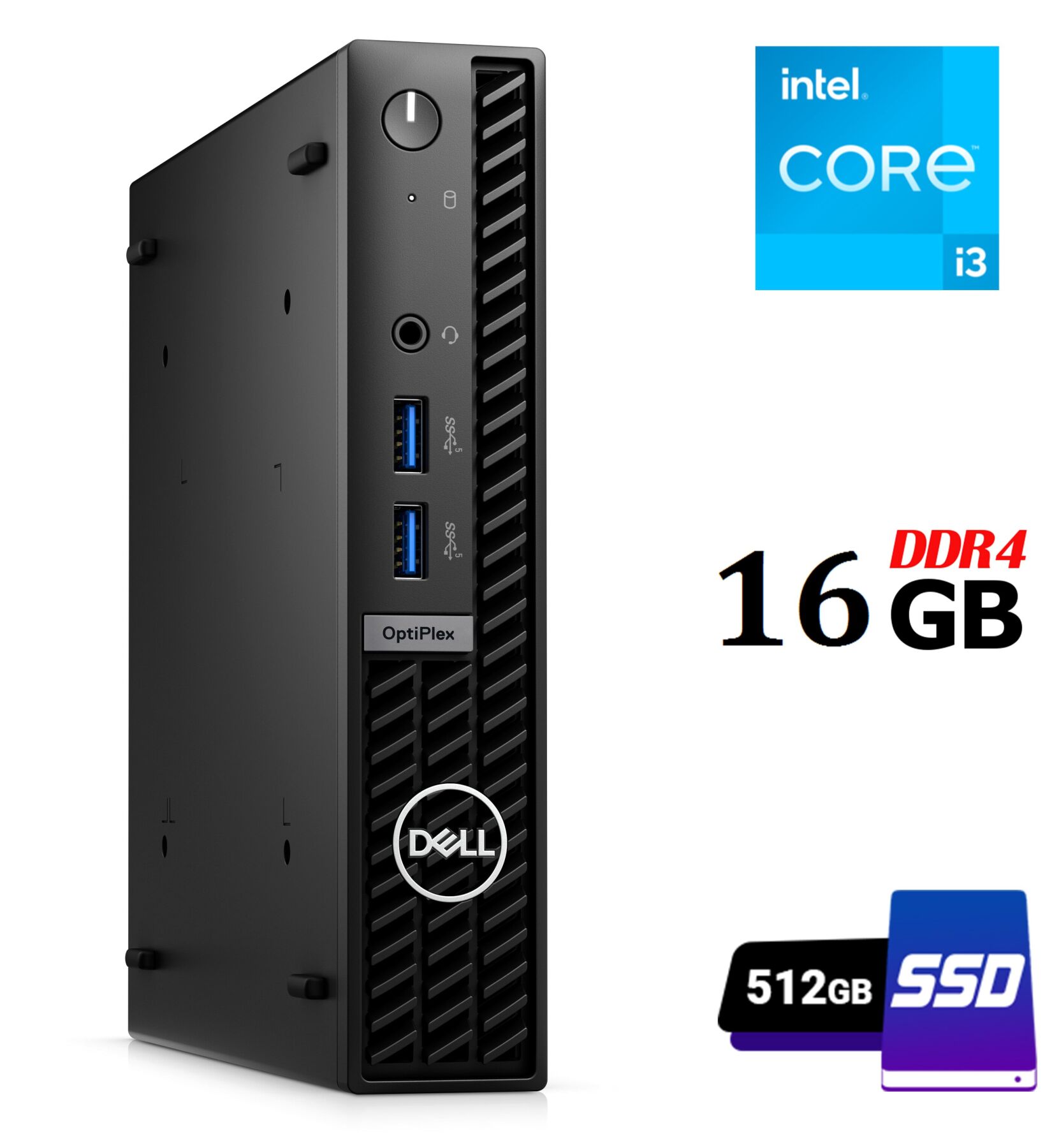 Новий неттоп Dell OptiPlex 7010 Micro USFF / Intel Core i3-13100T (4 (8) ядра по 2.5 - 4.2 GHz) / 16 GB DDR4 / 512 GB SSD / Intel UHD Graphics 730 / DisplayPort / HDMI