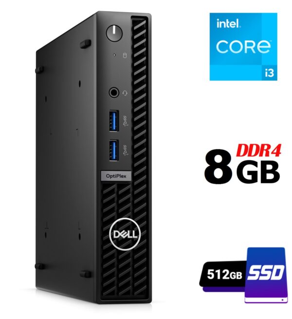 Новий неттоп Dell OptiPlex 7010 Micro USFF / Intel Core i3-13100T (4 (8) ядра по 2.5 - 4.2 GHz) / 8 GB DDR4 / 512 GB SSD / Intel UHD Graphics 730 / DisplayPort / HDMI