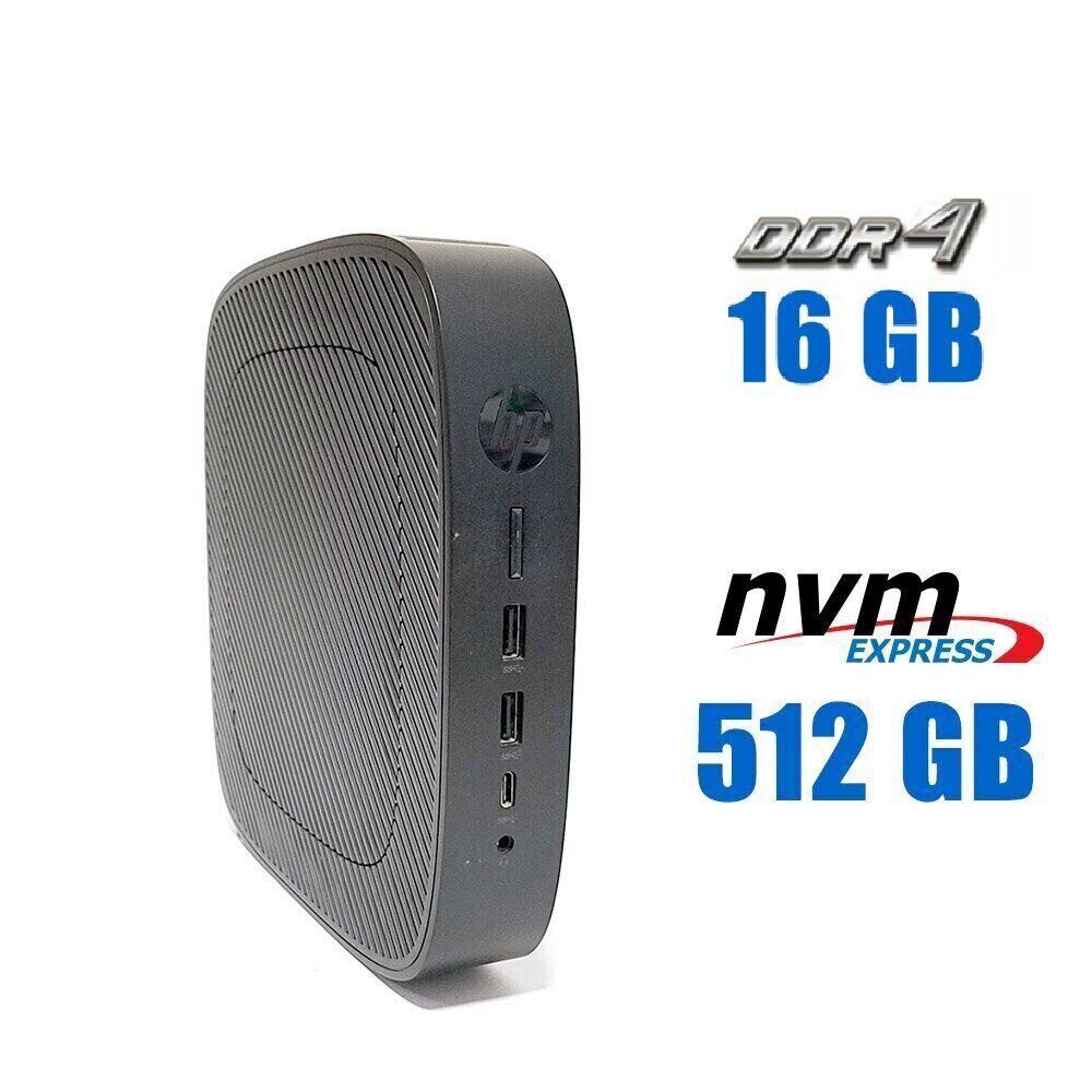 Неттоп HP t740 Thin Client USFF / AMD Ryzen V1756B (4 (8) ядра по 3.25 - 3.6 GHz) / 16 GB DDR4 / 512 GB SSD M.2 / AMD Radeon RX Vega 8 / 120W