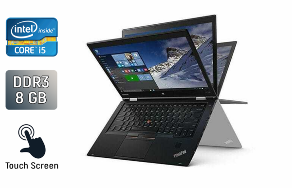 Ноутбук-трансформер Lenovo ThinkPad X1 Yoga 1 st / 14" (1920x1080) IPS Touch / Intel Core i5-6300U (2 (4) ядра по 2.4 - 3.0 GHz) / 8 GB DDR3 / 256 GB SSD / Intel HD Graphics 520 / WebCam / TouchID / Windows 10
