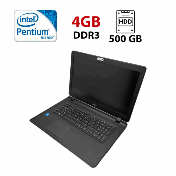 Ноутбук Acer 173 / 17.3" (1600x900) TN / Intel Pentium N4200 (4 ядра по 1.1 - 2.5 GHz) / 4 GB DDR3 / 500 GB HDD / Intel HD Graphics / WebCam