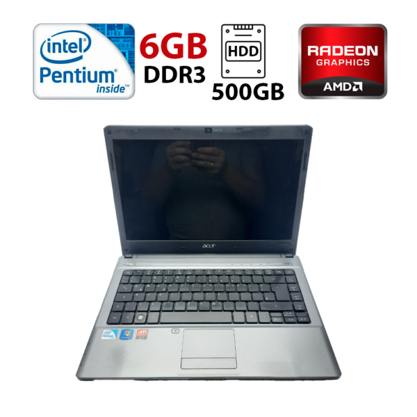 Ноутбук Acer 4810t / 14" (1366x768) TN / Intel Pentium SU4100 (2 (2) ядра по 1.3 GHz) / 6 GB DDR3 / 500 GB HDD / AMD Radeon HD 4330, 512 MB DDR3, 64-bit / WebCam