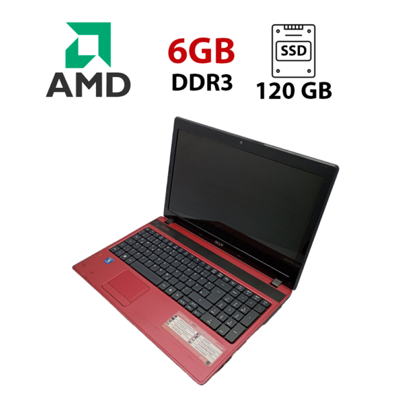 Ноутбук Acer 5253 / 15.6" (1366x768) TN / AMD E-350 (2 ядра по 1.6 GHz) / 6 GB DDR3 / 120 GB SSD / AMD Radeon HD 6310 Graphics / WebCam