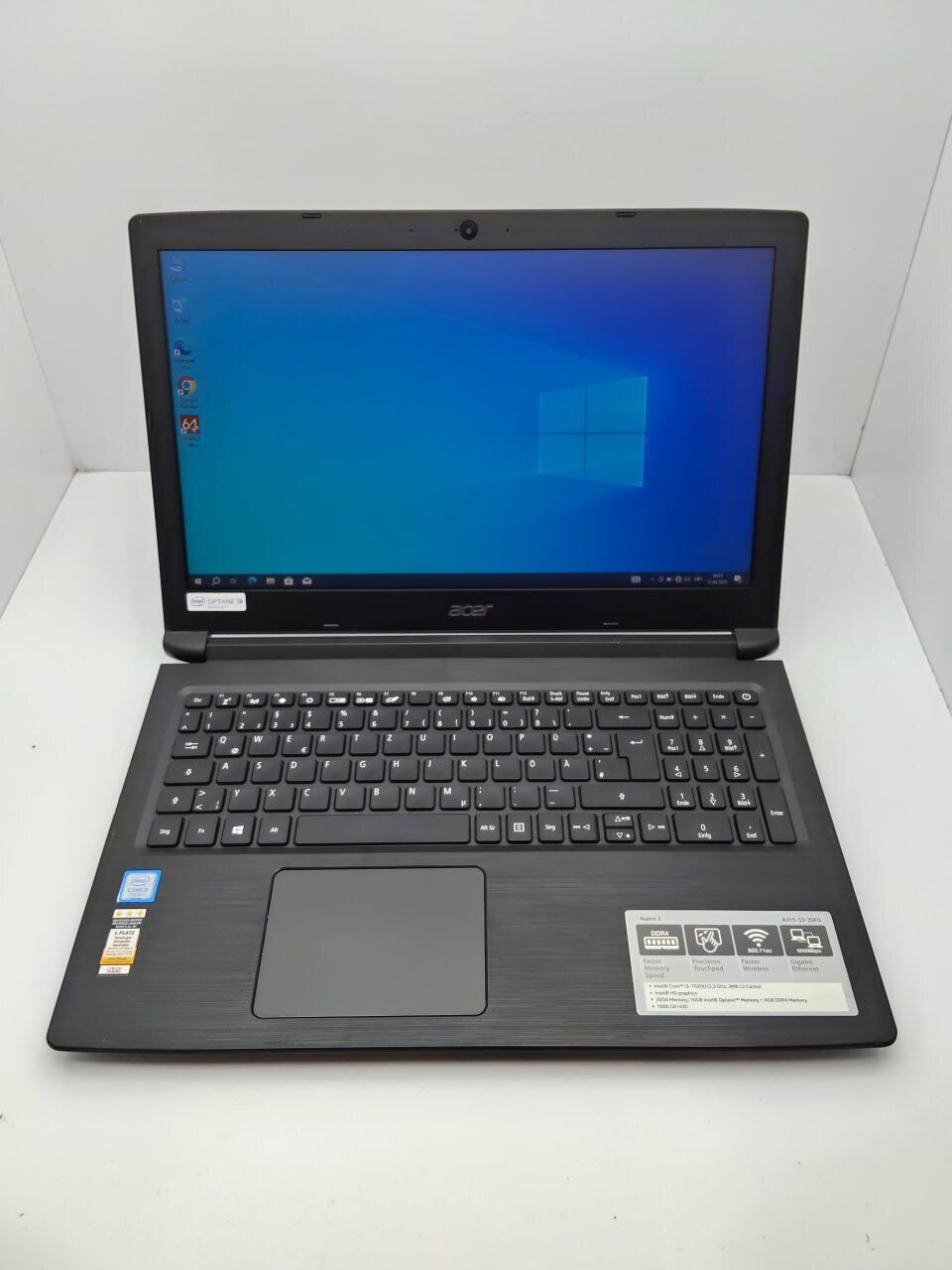 Ноутбук Acer Aspire A315 / 15.6" (1366x768) TN / Intel Core i3-7020U (2 (4) ядра по 2.3 GHz) / 8 GB DDR4 / 120 GB SSD / Intel HD Graphics 620 / WebCam - Зображення 7