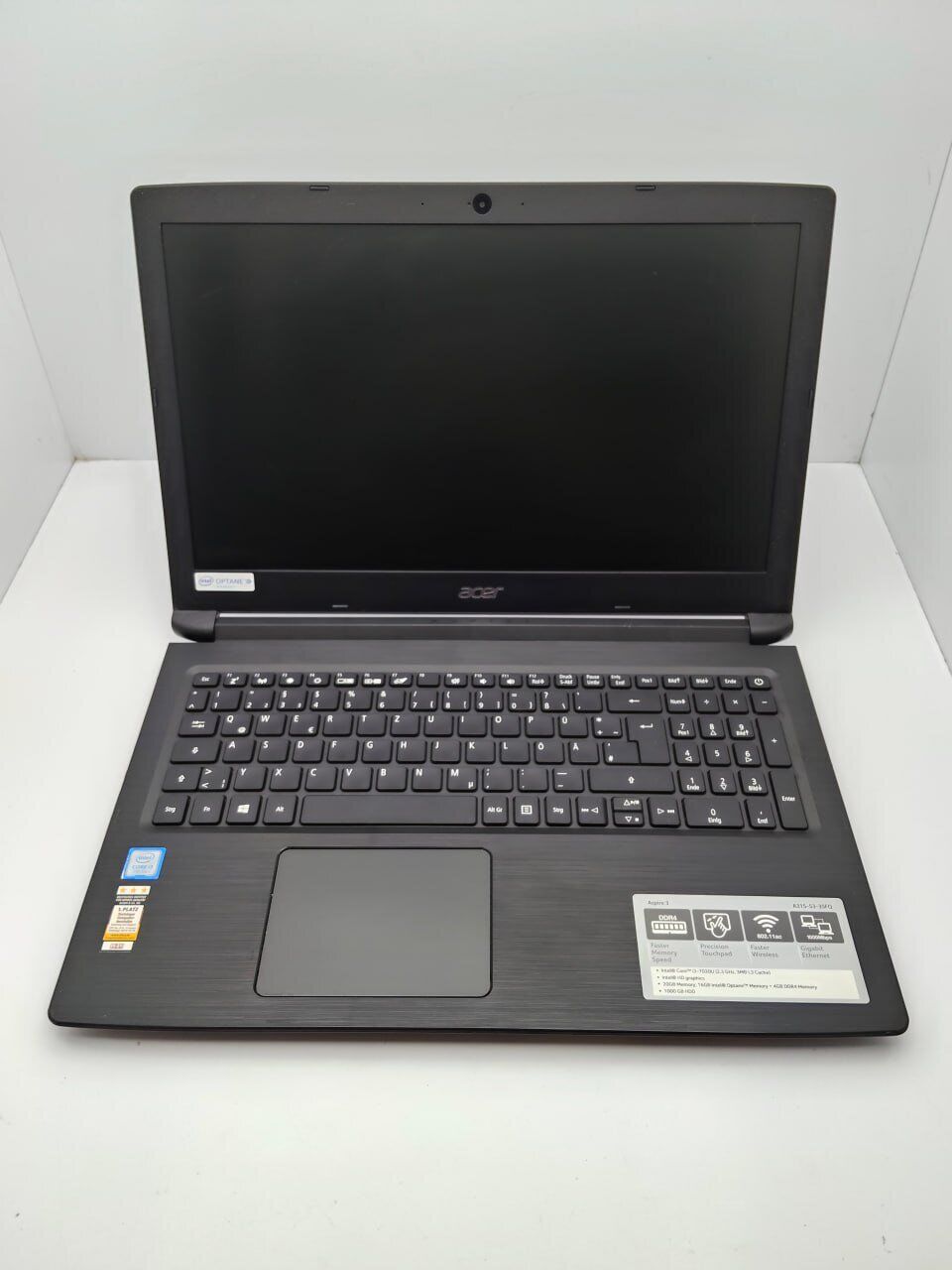 Ноутбук Acer Aspire A315 / 15.6" (1366x768) TN / Intel Core i3-7020U (2 (4) ядра по 2.3 GHz) / 8 GB DDR4 / 120 GB SSD / Intel HD Graphics 620 / WebCam - Зображення 2