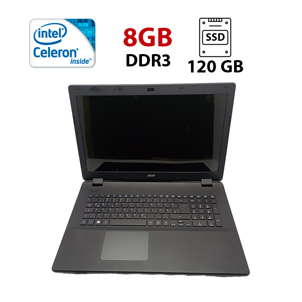 Ноутбук Acer Aspire ES1-711 / 17.3" (1600x900) TN / Intel Celeron N2940 (4 ядра по 1.83 - 2.25 GHz) / 4 GB DDR3 / 120 GB SSD / Intel HD Graphics / WebCam