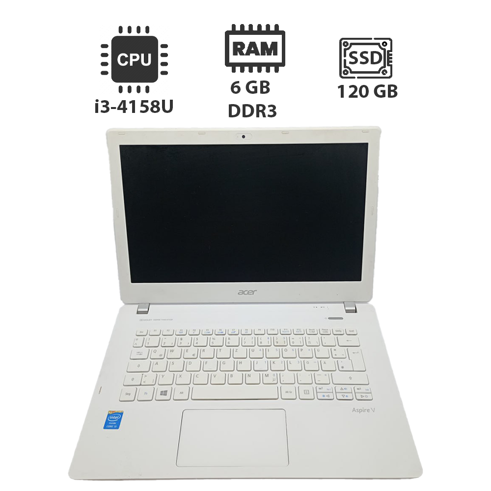 Ноутбук Acer Aspire V3-371 / 13.3" (1366x768) TN / Intel Core i3-4158U (2 (4) ядра по 2.0 GHz) / 6 GB DDR3 / 120 GB SSD / Intel Iris Graphics 5100 / WebCam
