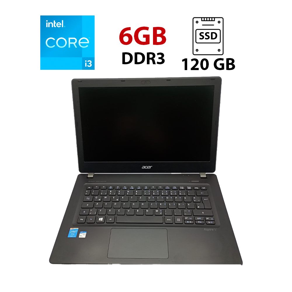 Ноутбук Acer Aspire V3-371 / 13.3" (1366x768) TN / Intel Core i3-4158U (2 (4) ядра по 2.0 GHz) / 6 GB DDR3 / 120 GB SSD / Intel Iris Graphics 5100 / WebCam