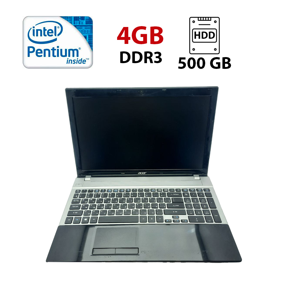Ноутбук Б-клас Acer Aspire V3-531 / 15.6" (1366x768) TN / Intel Pentium B960 (2 ядра по 2.2 GHz) / 4 GB DDR3 / 500 GB HDD / Intel HD Graphics / WebCam