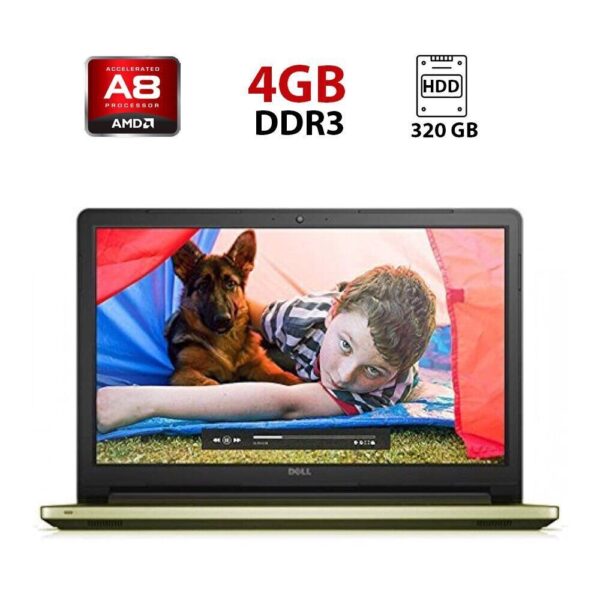 Ноутбук Б-клас Dell Inspiron 15-5755 / 17.3" (1600x900) TN / AMD A8-7410 (4 ядра по 2.2 - 2.5 GHz) / 4 GB DDR3 / 320 GB HDD / AMD Radeon R5 Graphics / WebCam