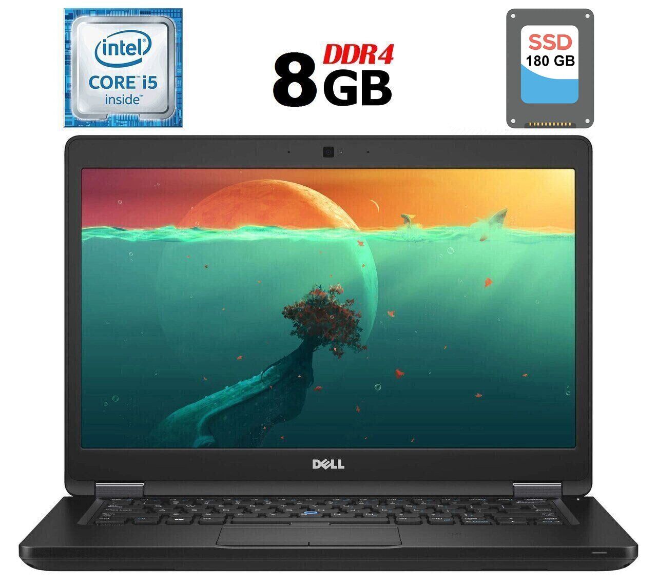 Ноутбук Б-клас Dell Latitude 5480 / 14" (1920x1080) IPS / Intel Core i5-6440HQ (4 ядра по 2.6 - 3.5 GHz) / 8 GB DDR4 / 180 GB SSD / Intel HD Graphics 530 / WebCam / HDMI