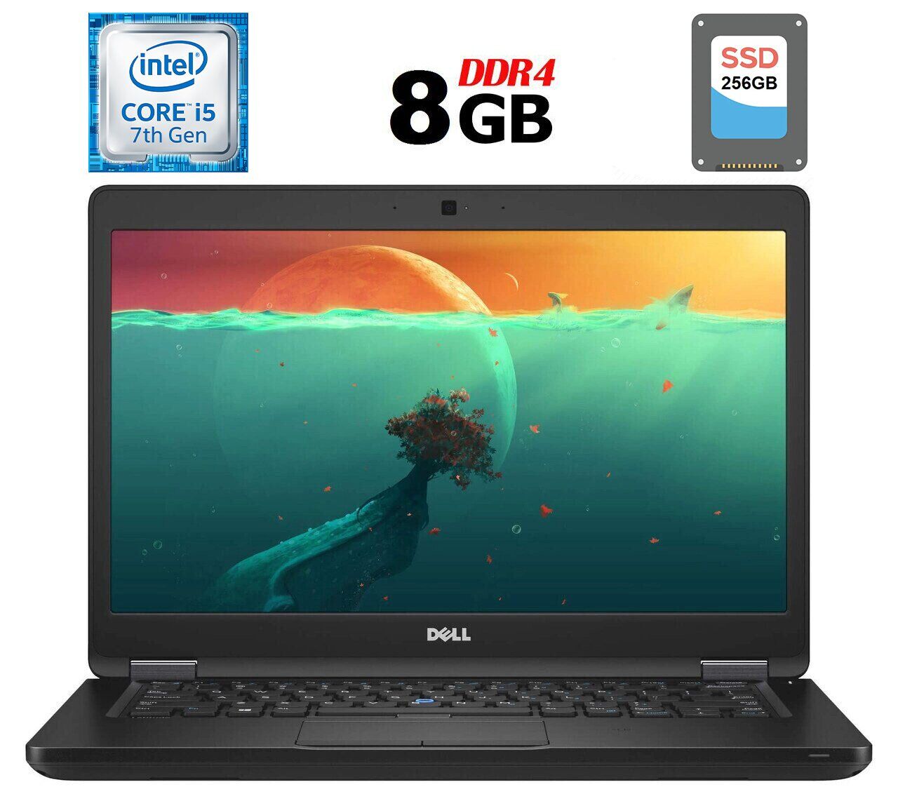 Ноутбук Б-клас Dell Latitude 5480 / 14" (1920x1080) IPS / Intel Core i5-7300U (2 (4) ядра по 2.6 - 3.5 GHz) / 8 GB DDR4 / 256 GB SSD / Intel HD Graphics 620 / WebCam / USB 3.1 / HDMI / Windows 10 ліцензія