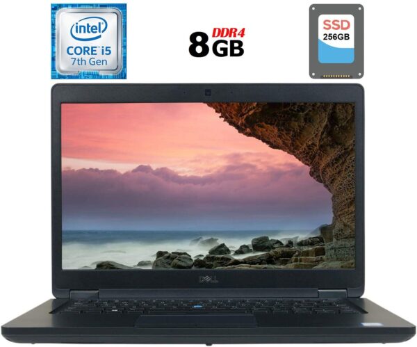 Ноутбук Б-клас Dell Latitude 5490 / 14" (1366x768) TN / Intel Core i5-7300U (2 (4) ядра по 2.6 - 3.5 GHz) / 8 GB DDR4 / 256 GB SSD / Intel HD Graphics 620 / WebCam / USB 3.1 / HDMI / Windows 10 ліцензія