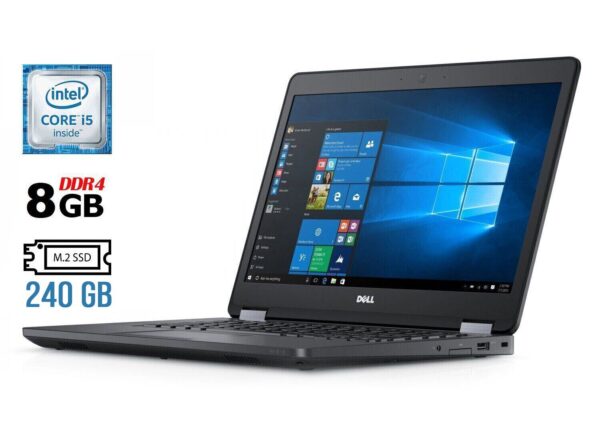 Ноутбук Б-клас Dell Latitude E5470 / 14" (1920x1080) IPS Touch / Intel Core i5-6300U (2 (4) ядра по 2.4 - 3.0 GHz) / 8 GB DDR4 / 240 GB SSD M.2 / Intel HD Graphics 520 / WebCam / HDMI / Windows 10 ліцензія