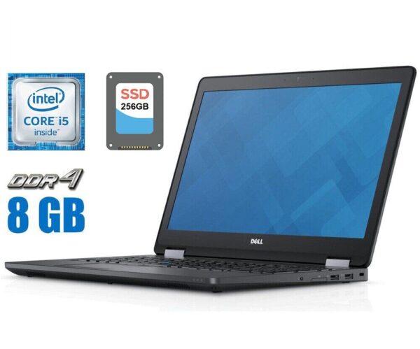 Ноутбук Б-клас Dell Latitude E5570 / 15.6" (1366x768) TN / Intel Core i5-6200U (2 (4) ядра по 2.3 - 2.8 GHz) / 8 GB DDR4 / 256 GB SSD / Intel HD Graphics 520 / WebCam / HDMI / Windows 10 ліцензія