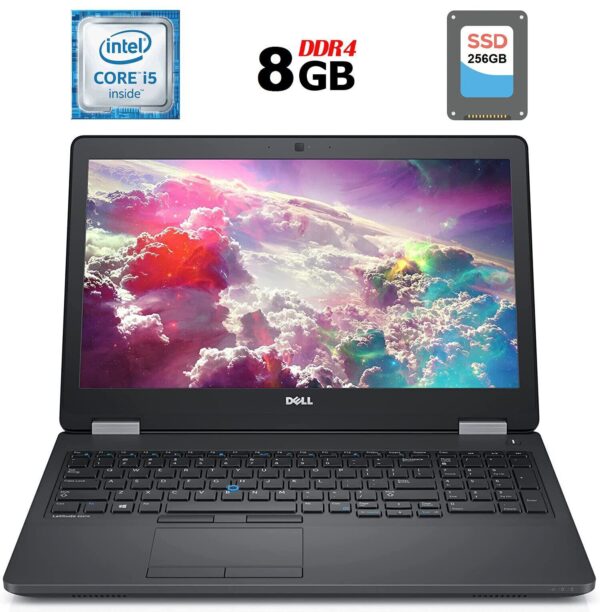 Ноутбук Б-клас Dell Latitude E5570 / 15.6" (1366x768) TN / Intel Core i5-6440HQ (4 ядра по 2.6 - 3.5 GHz) / 8 GB DDR4 / 256 GB SSD / Intel HD Graphics 530 / WebCam / HDMI / Windows 10 ліцензія