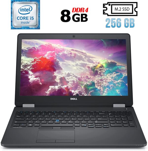 Ноутбук Б-клас Dell Latitude E5570 / 15.6" (1920x1080) IPS / Intel Core i5-6440HQ (4 ядра по 2.6 - 3.5 GHz) / 8 GB DDR4 / 256 GB SSD M.2 / Intel HD Graphics 530 / WebCam / HDMI / Windows 10 ліцензія