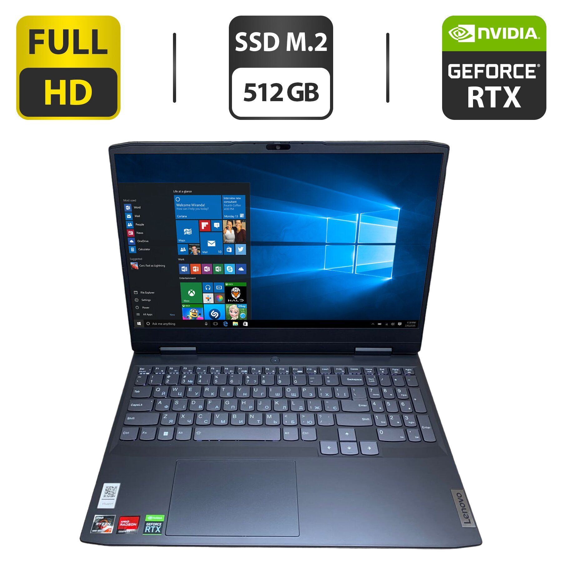 Ноутбук Б-клас Lenovo IdeaPad 3 15ARH7 / 15.6" (1920x1080) IPS / AMD Ryzen 7 6800H (8 (16) ядер по 3.2 - 4.7 GHz) / 16 GB DDR4 / 512 GB SSD M.2 / nVidia GeForce RTX 3050, 4 GB GDDR6, 128-bit / WebCam