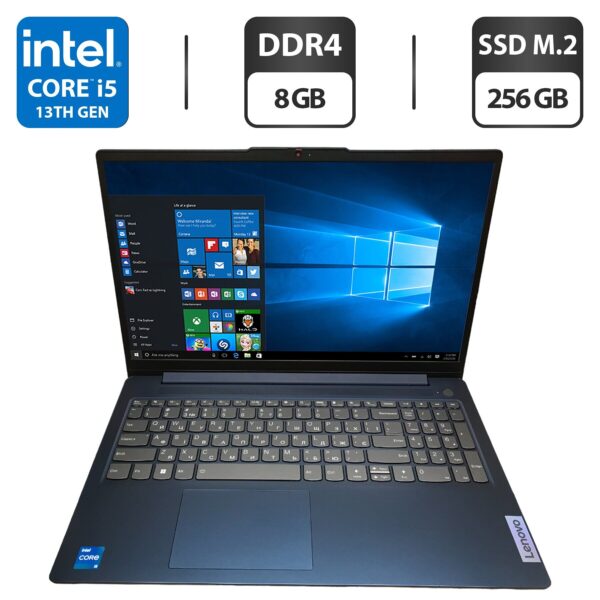 Ноутбук Б-клас Lenovo IdeaPad Slim 3 15IRU8 / 15.6" (1920x1080) IPS Touch / Intel Core i5-1335U (10 (12) ядра по 3.4 - 4.6 GHz) / 8 GB DDR4 / 256 GB SSD M.2 / Intel Iris Xe Graphics / WebCam