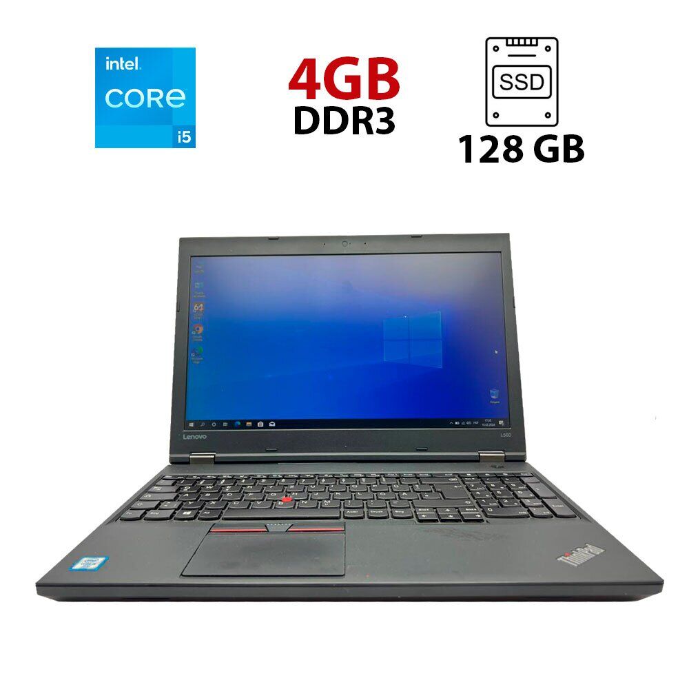 Ноутбук Б-клас Lenovo ThinkPad L560 / 15.6" (1366x768) TN / Intel Core i5-6300U (2 (4) ядра по 2.4 - 3.0 GHz) / 4 GB DDR3 / 128 GB SSD / Intel HD Graphics 520 / WebCam