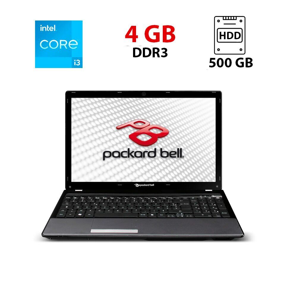 Ноутбук Б-клас Packard Bell EasyNote TM85 / 15.6" (1366x768) TN / Intel Core i3-330M (2 (4) ядра по 2.13 GHz) / 4 GB DDR3 / 500 GB HDD / Intel HD Graphics / WebCam / АКБ відсутня
