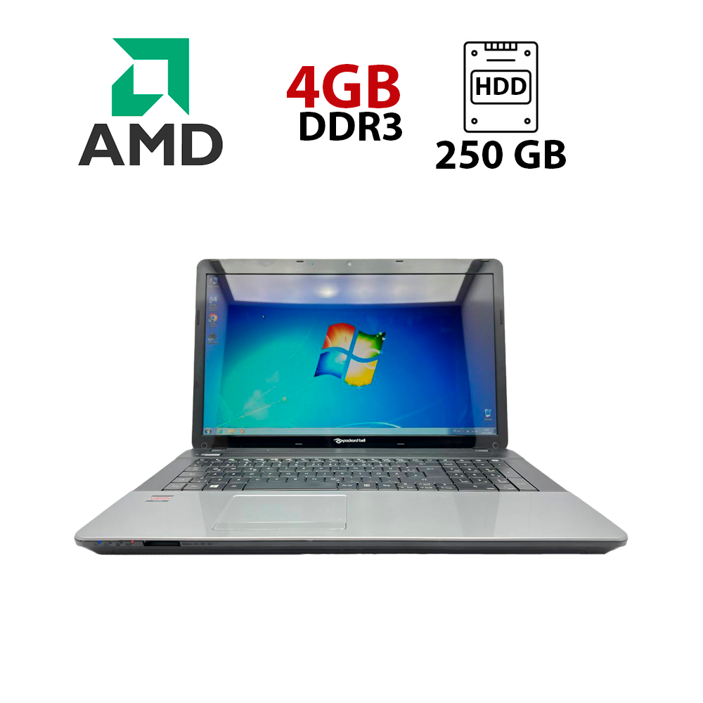 Ноутбук Б-клас Packard Bell EG70 / 17.3" (1600x900) TN / AMD E-300 (2 ядра по 1.3 GHz) / 4 GB DDR3 / 250 GB HDD / AMD Radeon HD 6310 Graphics / WebCam
