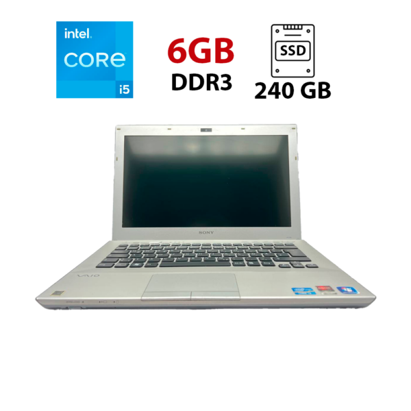 Ноутбук Б-клас Sony Vaio PCG-4251GM / 13.3" (1366x768) TN / Intel Core i5-2430M (2 (4) ядра по 2.4 - 3.0 GHz) / 6 GB DDR3 / 240 GB SSD / Intel HD Graphics 3000 / WebCam / Без АКБ