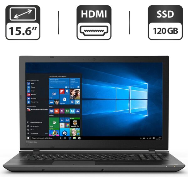 Ноутбук Б-клас Toshiba Satelilte C55 / 15.6" (1366x768) TN / Intel Core i3-4005U (2 (4) ядра по 1.7 GHz) / 4 GB DDR3 / 120 GB SSD / Intel HD Graphics 4400 / WebCam / HDMI