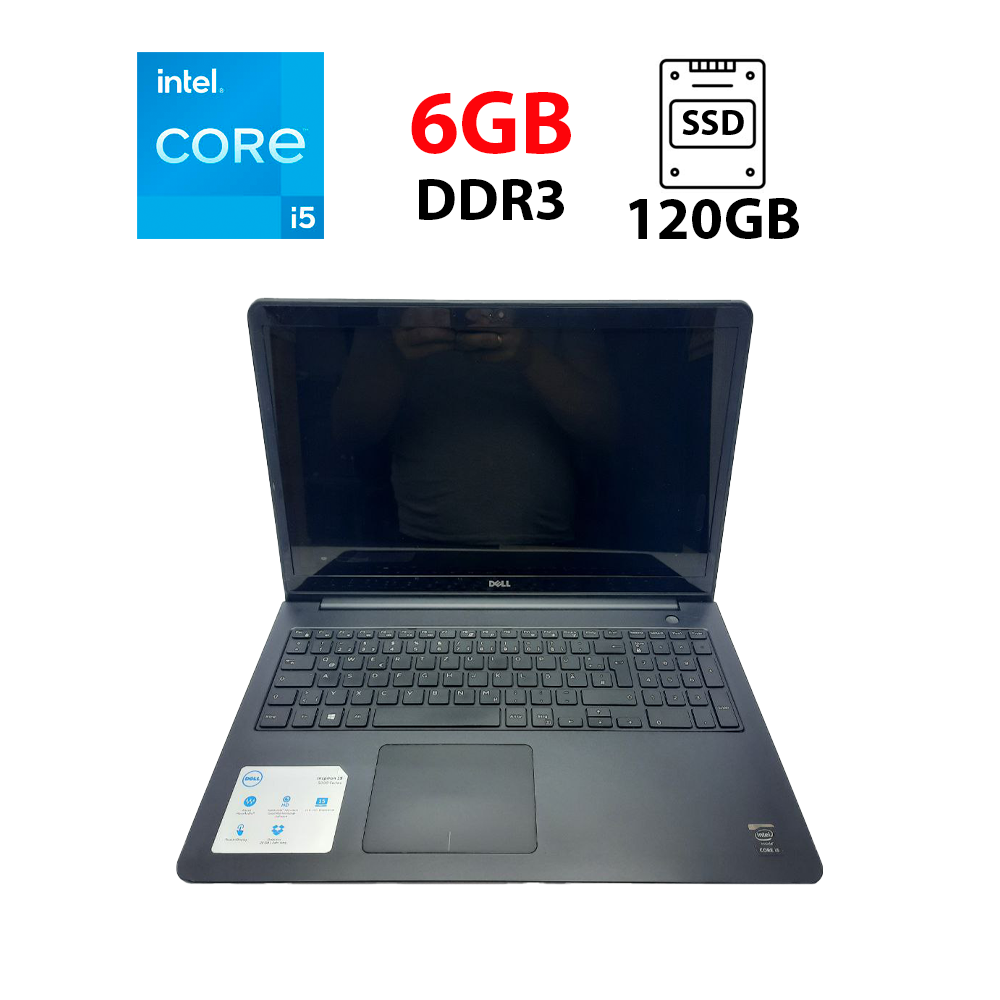 Ноутбук Б-клас Dell inspirion 5547 / 15.6" (1366x768) TN Touch / Intel Core i5-4210U (2 (4) ядра по 1.7 - 2.7 GHz) / 6 GB DDR3 / 120 GB SSD / Intel HD Graphics 4400 / WebCam / АКБ не тримає