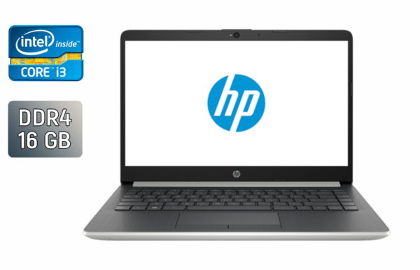 Ноутбук HP 14-cf0013dx / 14" (1366x768) TN / Intel Core i3-8130U (2 (4) ядра по 2.2 - 3.4 GHz) / 16 GB DDR4 / 480 GB SSD / Intel UHD Graphics 620 / WebCam / Windows 10