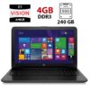 Ноутбук HP 255 G4 / 15.6" (1366x768) TN / AMD E1-6015 (2 ядра по 1.4 GHz) / 4 GB DDR3 / 240 GB SSD / AMD Radeon R2 Graphics / WebCam