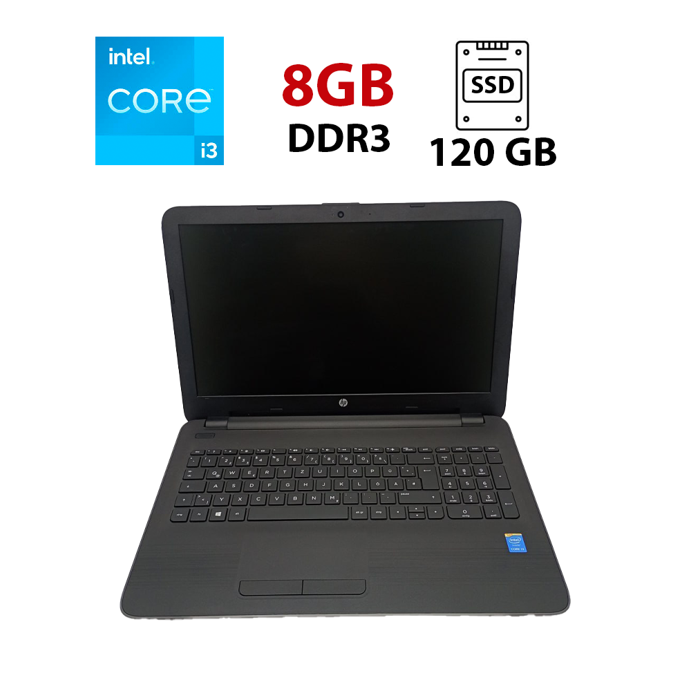 Ноутбук HP 250 G5 / 15.6" (1366x768) TN / Intel Core i3-5005U (2 (4) ядра по 2.0 GHz) / 8 GB DDR3 / 120 GB SSD / Intel HD Graphic 5500 / WebCam