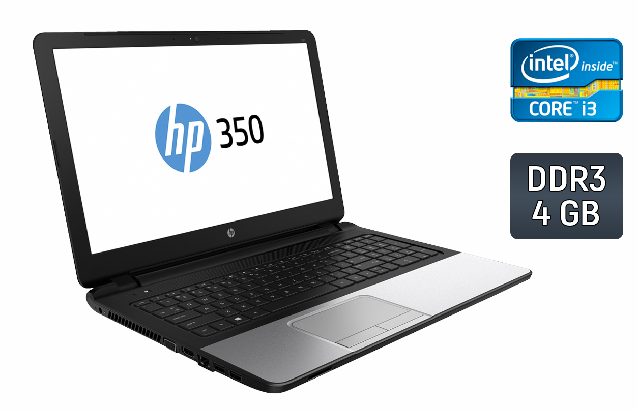 Ноутбук HP 350 G1 / 15.6" (1366x768) TN / Intel Core i3-4005U (2 (4) ядра по 1.7 GHz) / 4 GB DDR3 / 256 GB SSD / Intel HD Graphics 4400 / WebCam / Windows 10
