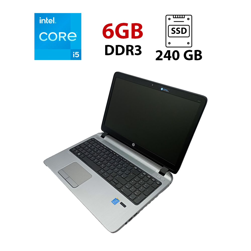 Ноутбук HP ProBook 450 G2 / 15.6" (1366x768) TN / Intel Core i5-4210U (2 (4) ядра по 1.7 - 2.7 GHz) / 6 GB DDR3 / 240 GB SSD / Intel HD Graphics 4400 / WebCam