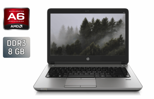 Ноутбук HP ProBook 645 G1 / 14" (1366x768) TN / AMD A6-5350M (2 ядра по 2.9 - 3.5 GHz) / 8 GB DDR3 / 120 GB SSD / AMD Radeon HD 8450G / WebCam / Fingerprint / Windows 10