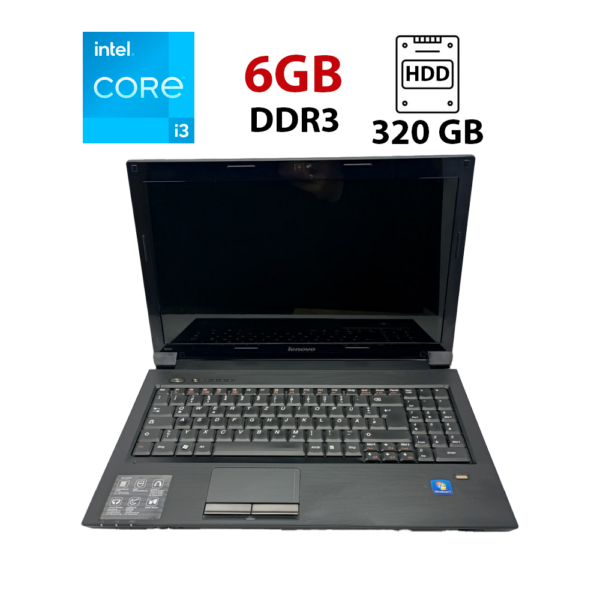 Ноутбук Lenovo B560 / 15.6" (1366x768) TN / Intel Core i3-370M (2 (4) ядра по 2.4 GHz) / 6 GB DDR3 / 320 GB HDD / Intel HD Graphics / NoWebCam