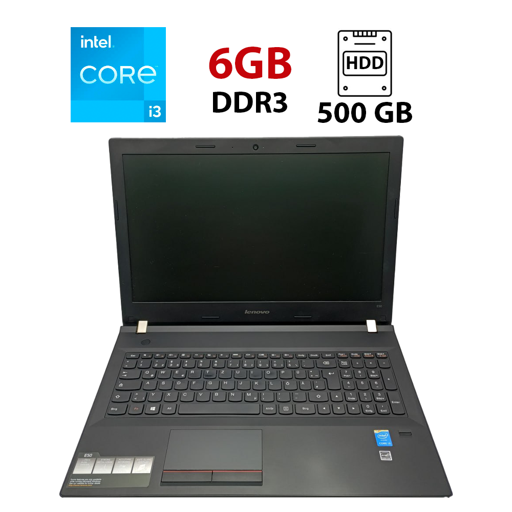 Ноутбук Lenovo E50-80 / 15.6" (1366x768) TN / Intel Core i3-5005U (2 (4) ядра по 2.0 GHz) / 6 GB DDR3 / 500 GB HDD / Intel HD Graphics 5500 / WebCam