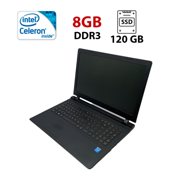 Ноутбук Lenovo Ideapad 100-15 / 15.6" (1366x768) TN / Intel Celeron N2840 (2 ядра по 2.16 - 2.58 GHz) / 8 GB DDR3 / 120 GB SSD / Intel HD Graphics / WebCam