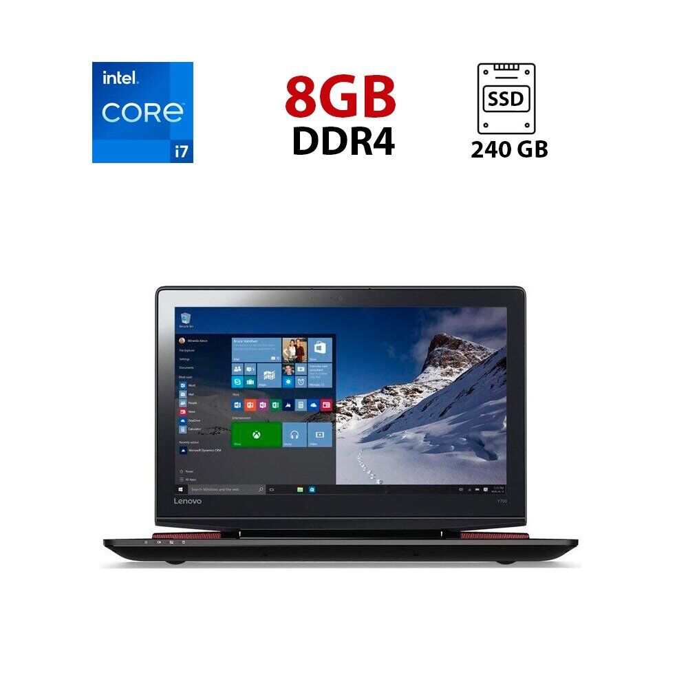 Ноутбук Lenovo IdeaPad Y700-15 / 14" (1366x768) TN / Intel Core i7-6700HQ (4 (8) ядра по 2.6 - 3.5 GHz) / 8 GB DDR4 / 240 GB SSD / Intel HD Graphics 530 / WebCam