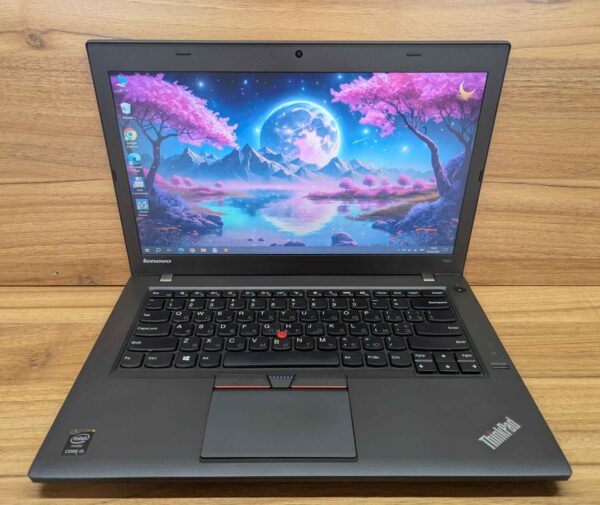 Ноутбук Lenovo ThinkPad T450 / 14" (1366x768) TN / Intel Core i5-5200U (2 (4) ядра по 2.2 - 2.7 GHz) / 8 GB DDR3 / 256 GB SSD / Intel HD Graphics 5500 / WebCam / Fingerprint / Windows 10 - Зображення 2
