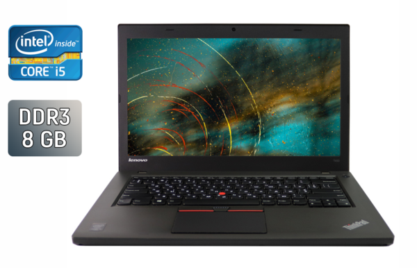 Ноутбук Lenovo ThinkPad T450 / 14" (1366x768) TN / Intel Core i5-5200U (2 (4) ядра по 2.2 - 2.7 GHz) / 8 GB DDR3 / 256 GB SSD / Intel HD Graphics 5500 / WebCam / Fingerprint / Windows 10