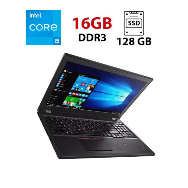 Ноутбук Б-клас Lenovo ThinkPad T560 / 15.6" (1920x1080) IPS / Intel Core i5-6300U (2 (4) ядра по 2.4 - 3.0 GHz) / 16 GB DDR3 / 128 GB SSD / Intel HD Graphics 520 / WebCam / HDMI