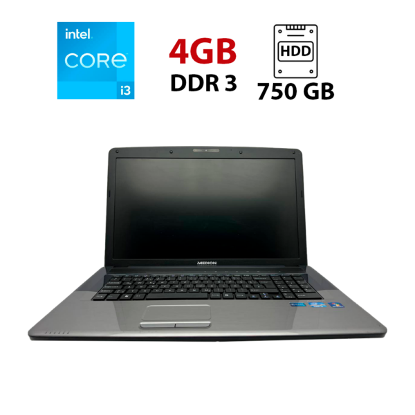 Ноутбук Medion Akoya E7220 / 17.3" (1600x900) TN / Intel Core i3-2310M (2 (4) ядра по 2.1 GHz) / 4 GB DDR3 / 750 GB HDD / Intel HD Graphics 3000 / WebCam / АКБ відсутня