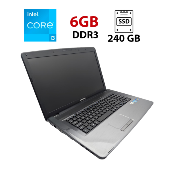 Ноутбук Medion Akoya E7222 / 17.3" (1600x900) TN / Intel Core i3-2350M (2 (4) ядра по 2.3 GHz) / 6 GB DDR3 / 240 GB SSD / Intel HD Graphics 3000 / WebCam / АКБ не тримає