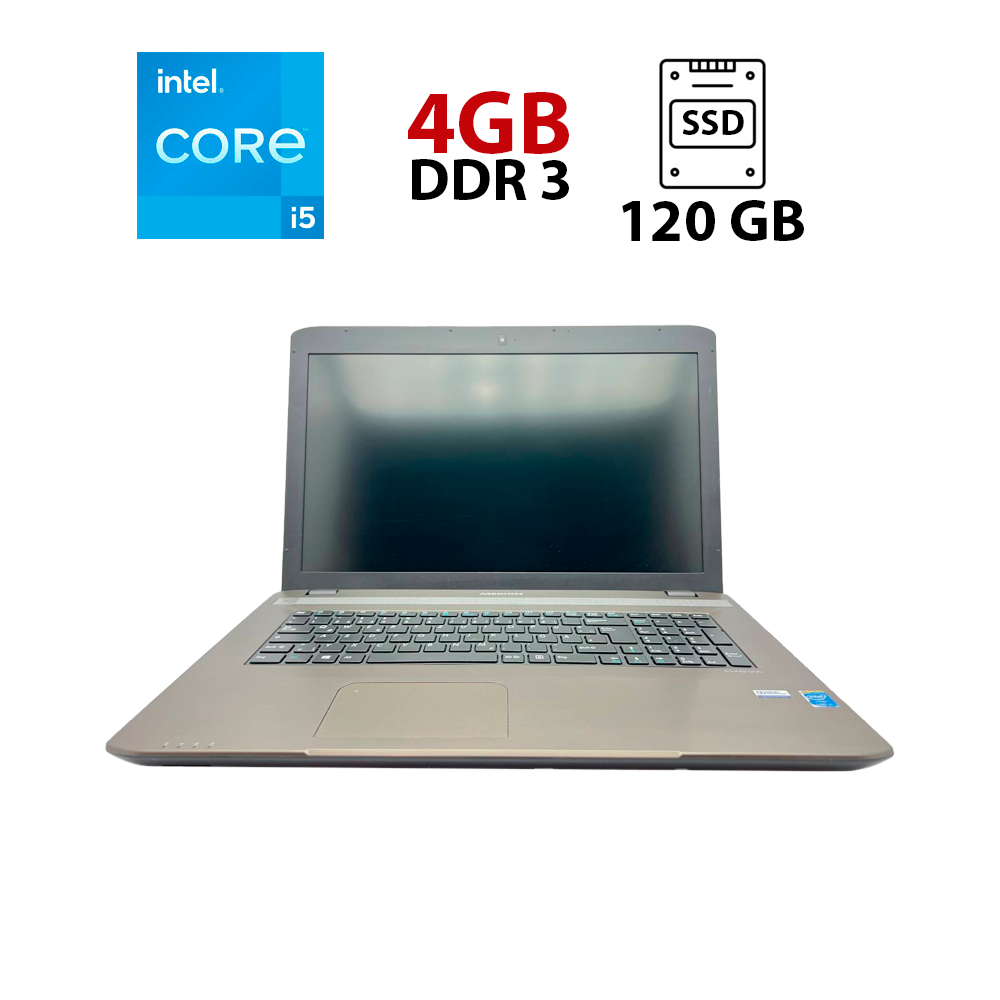 Ноутбук Medion Akoya E7227 / 17.3" (1600x900) TN / Intel Core i5-4210M (2 (4) ядра по 2.6 - 3.2 GHz) / 6 GB DDR3 / 128 GB SSD + 500 GB HDD / Intel HD Graphics / WebCam / АКБ не дтримає