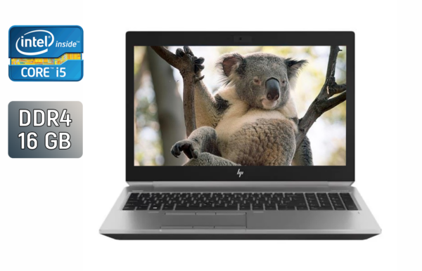 Ноутбук робоча станція HP zBook 15 G5 / 15.6" (1920x1080) IPS / Intel Core i5-8300H (4 (8) ядра по 2.3 - 4.0 GHz) / 16 GB DDR4 / 480 GB SSD / Intel UHD Graphics 630 / WebCam / TouchID / Windows 10