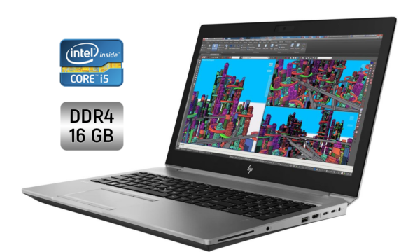 Ноутбук робоча станція HP zBook 15 G5 / 15.6" (1920x1080) IPS / Intel Core i5-8300H (4 (8) ядра по 2.3 - 4.0 GHz) / 16 GB DDR4 / 480 GB SSD / Intel UHD Graphics 630 / WebCam / Fingerprint / Windows 10