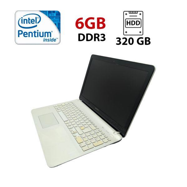 Ноутбук Sony SVF152C29M / 15.6" (1366x768) TN / Intel Pentium 2117U (2 ядра по 1.8 GHz) / 6 GB DDR3 / 320 GB HDD / Intel HD Graphics 2500 / WebCam
