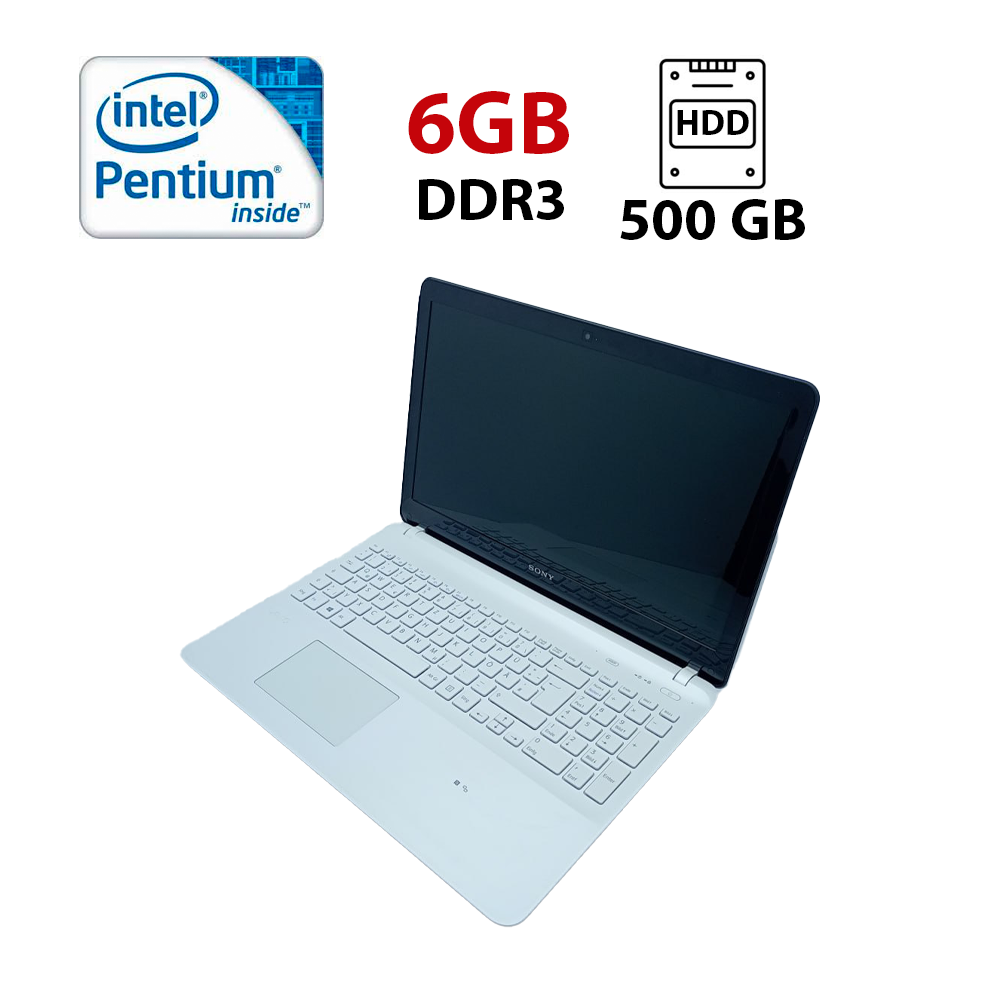 Ноутбук Sony SVF156 / 15.6" (1366x768) TN / Intel Pentium 2117U (2 ядра по 1.8 GHz) / 6 GB DDR3 / 500 GB HDD / Intel HD Graphics 2500 / WebCam